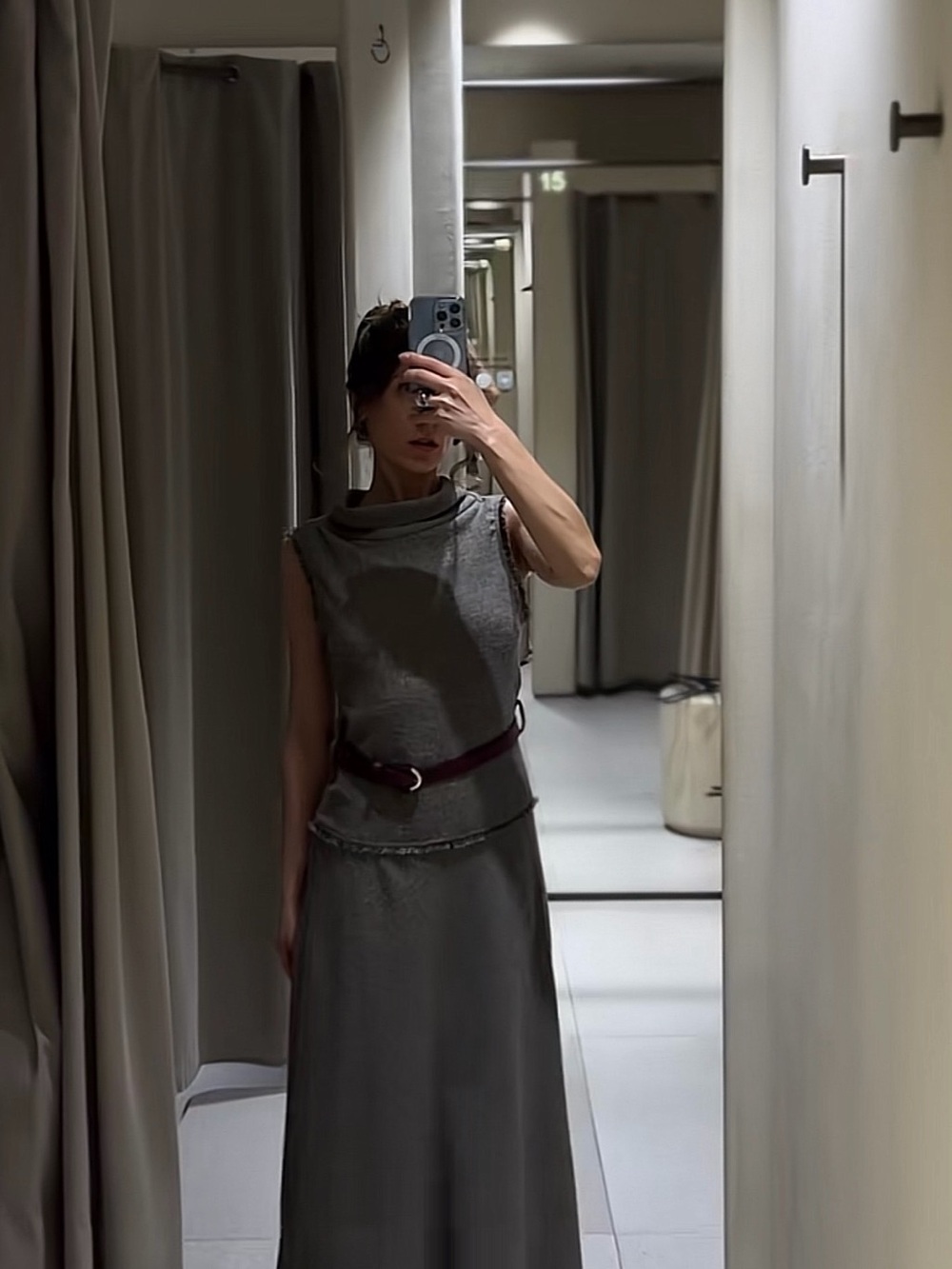Zara Sleeveless Charcoal Gray Maxi Dress with Cowl Neck